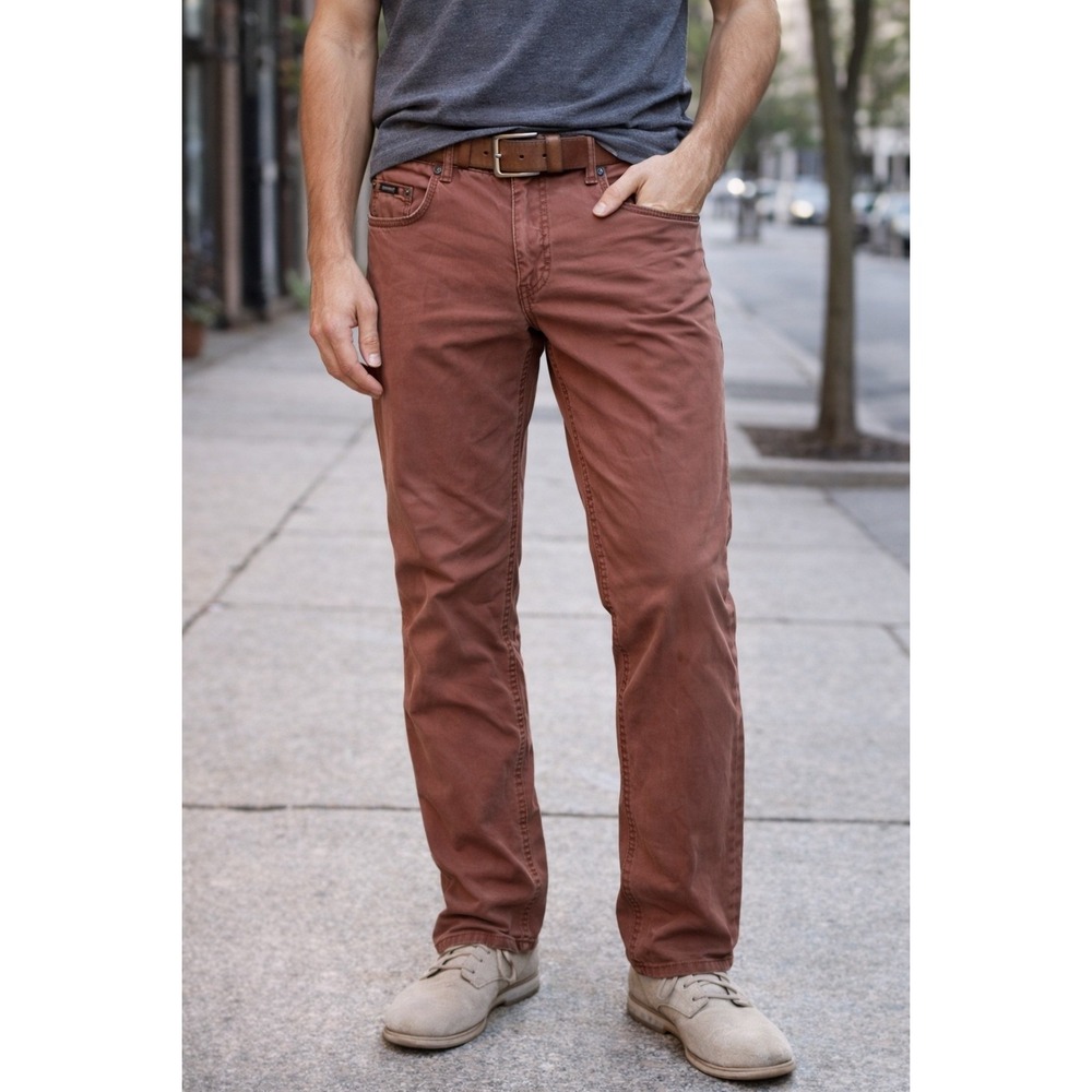 BRAX Cooper Fancy Regular Fit Men's Chinos Pants Rust Color‎ Size 33x32
